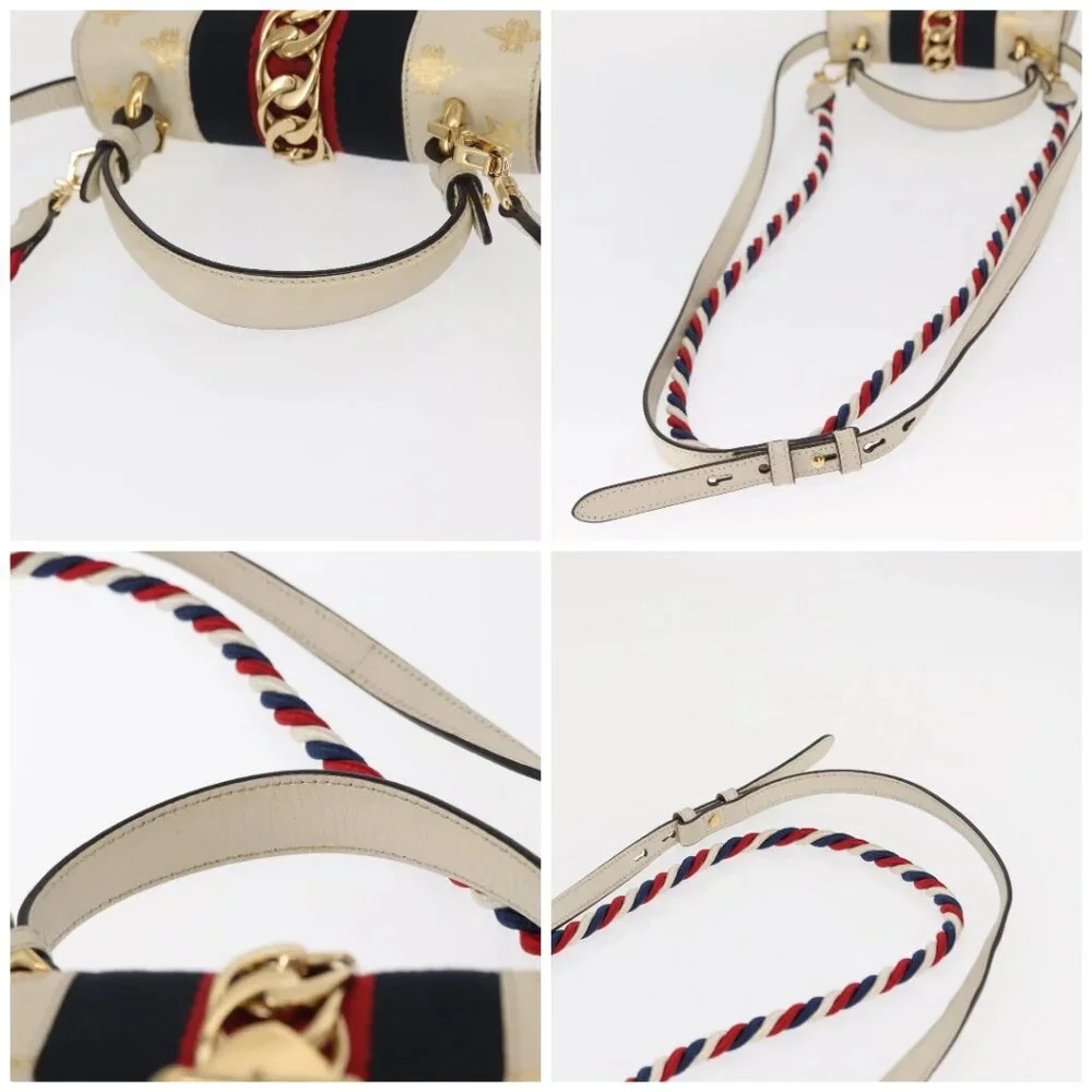 GUCCI Silvi Sherry Line Hand Bag Leather 2way Beige Gold 470270 Auth bs31644 - Picture 16 of 16